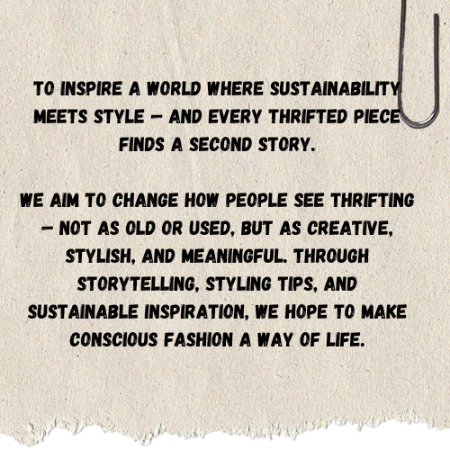 welcome to the thrift treasure, a space born from the love of creativity, sustainability, and second chances. what began as a simple idea — to give old fashion a new story — has grown into a commu